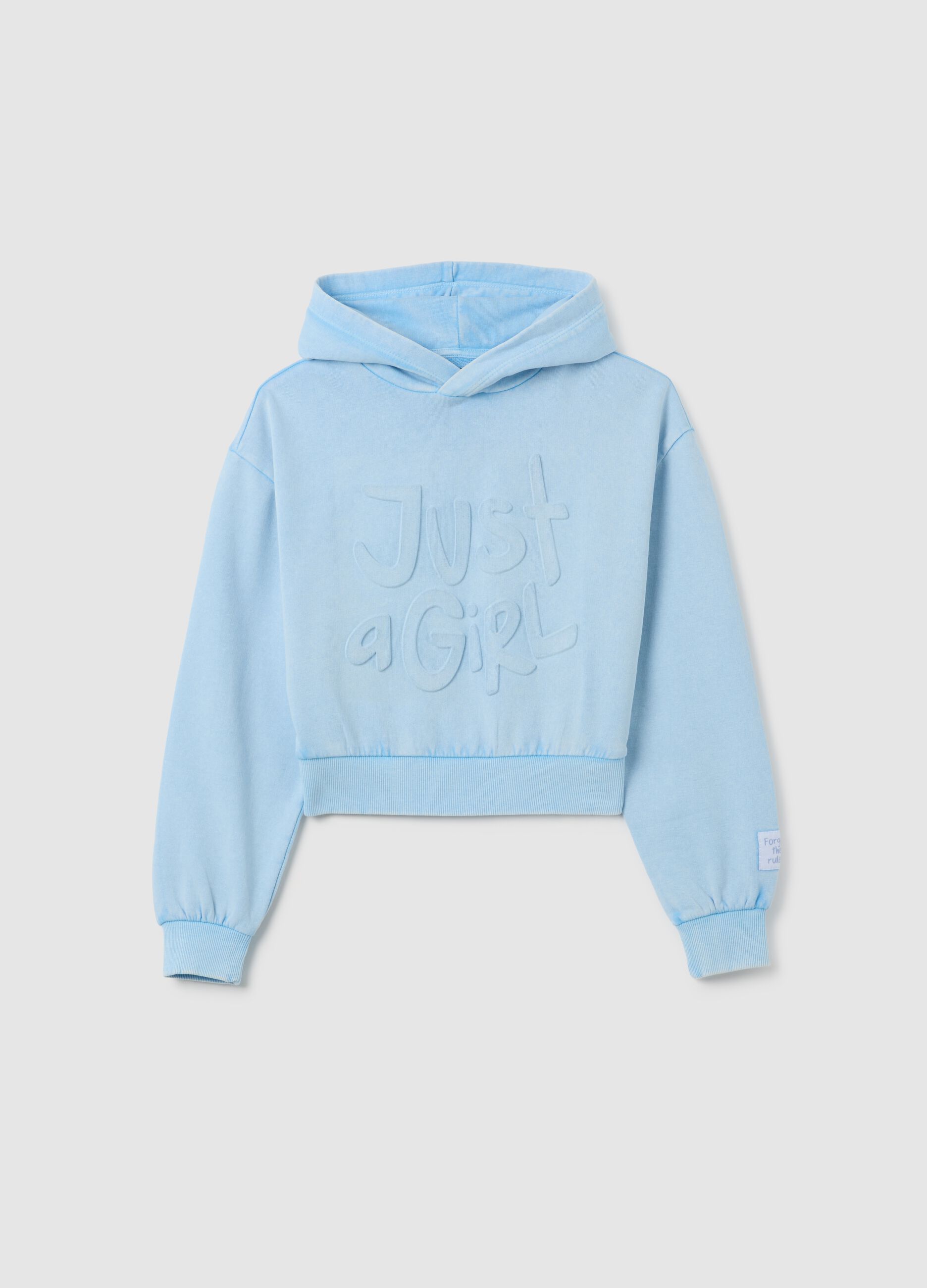 Girls' Cotton Blend Blue Sweatshirt Relaxed Fit