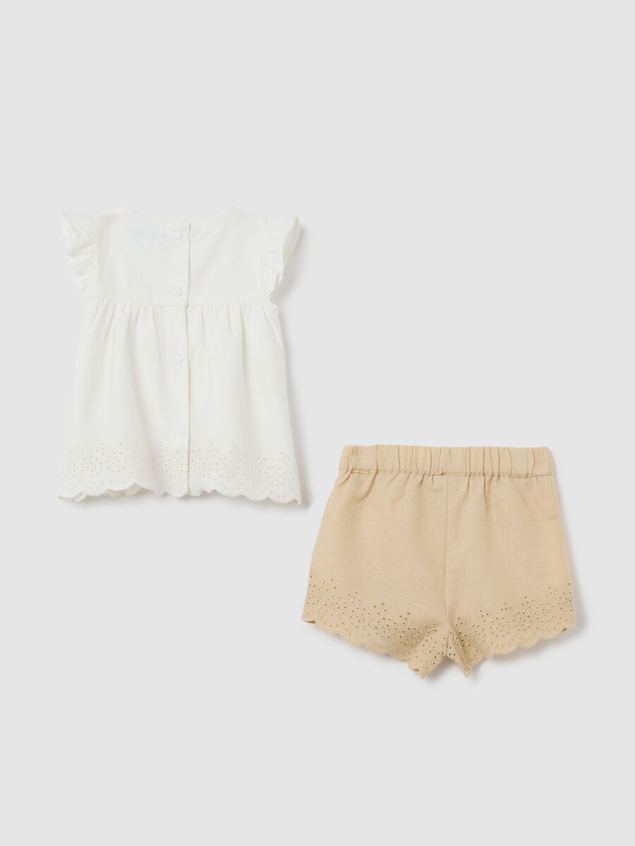 Newborn cotton set with lace top and shorts_1