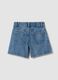Girls&rsquo; blue denim cotton cargo shorts with wide-leg fit_1