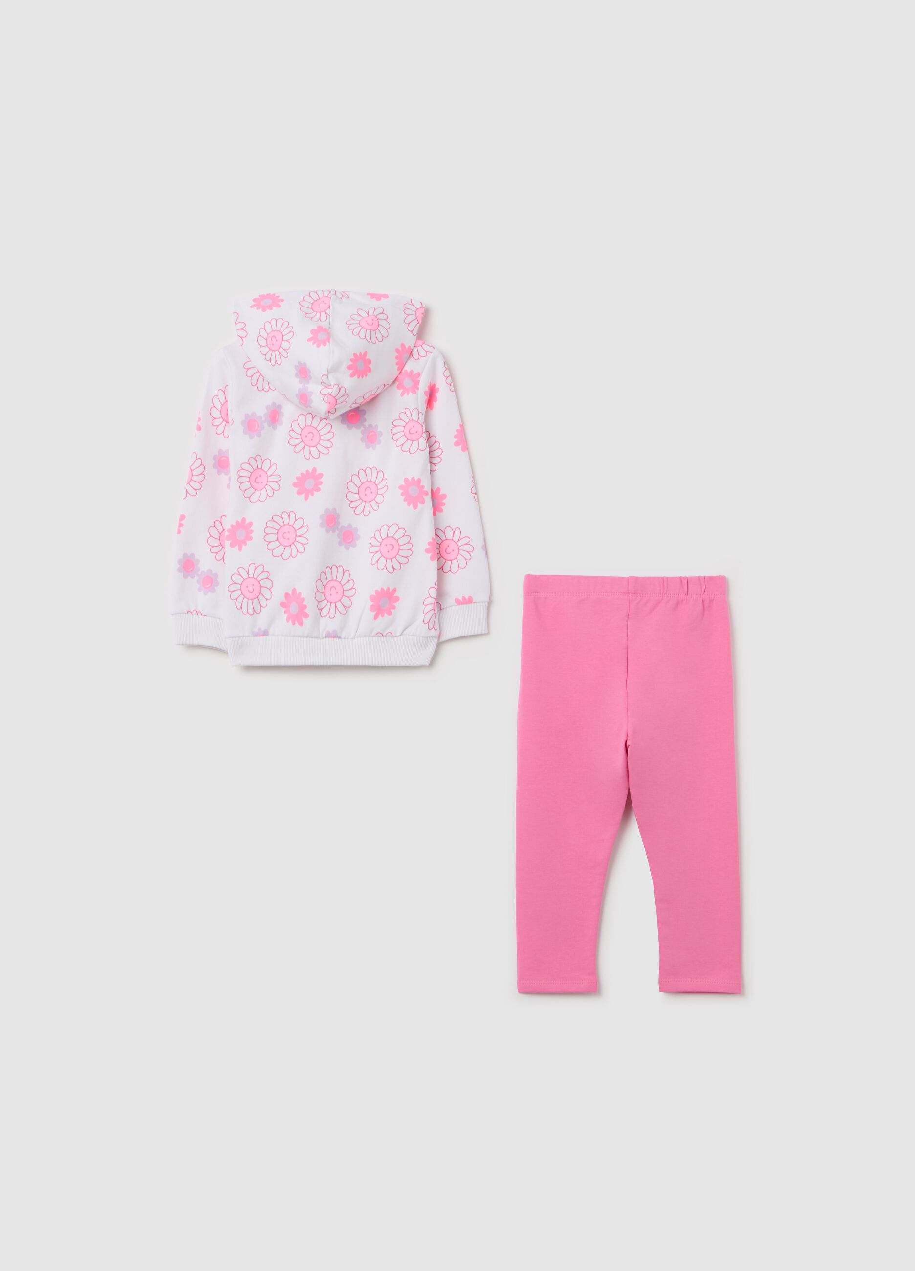 Stretch cotton jogging set with flowers print
