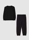 Black sweatshirt and trouser set for children in pure cotton with print_1