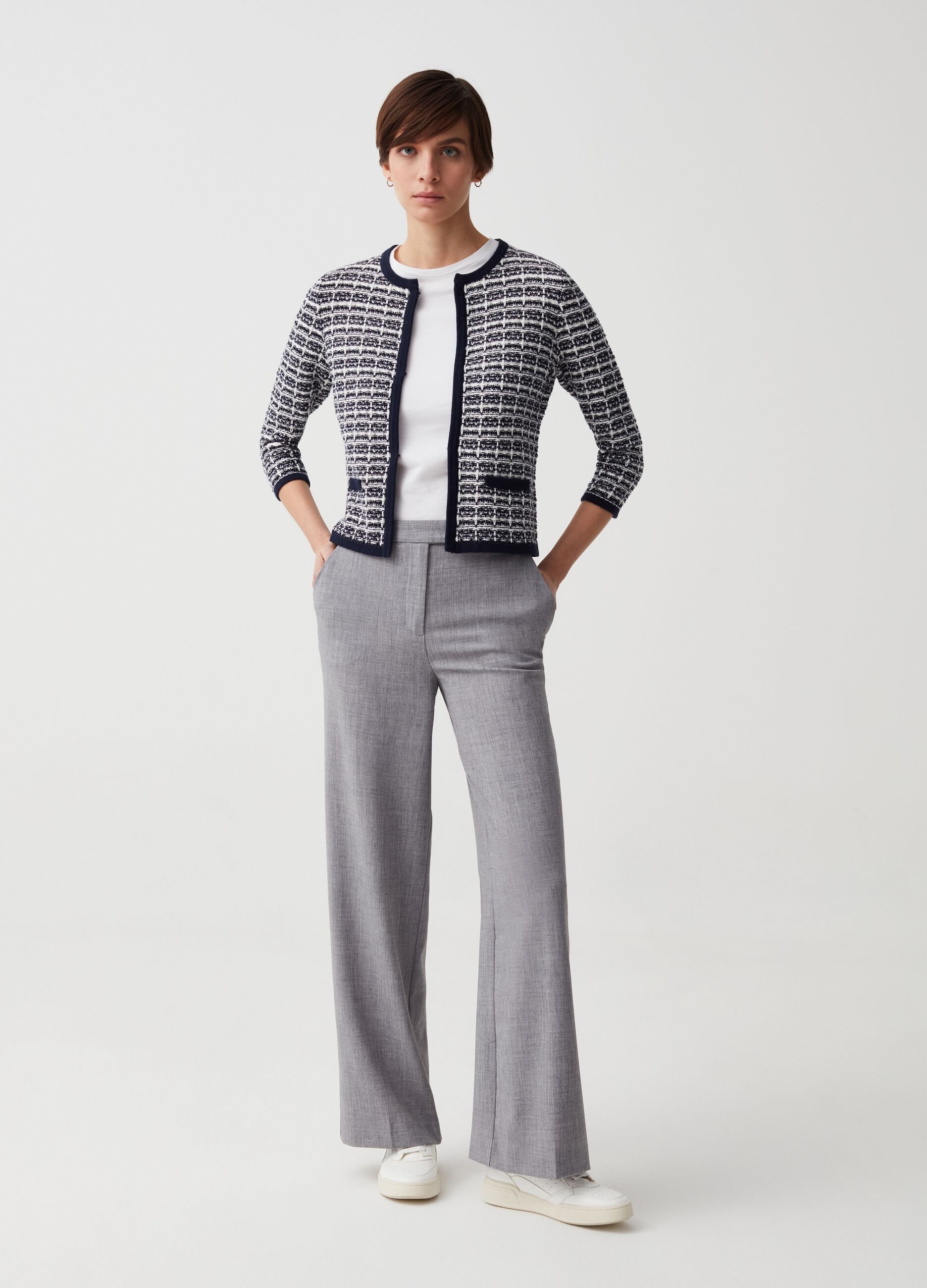 Jacquard jacket cardigan with lurex