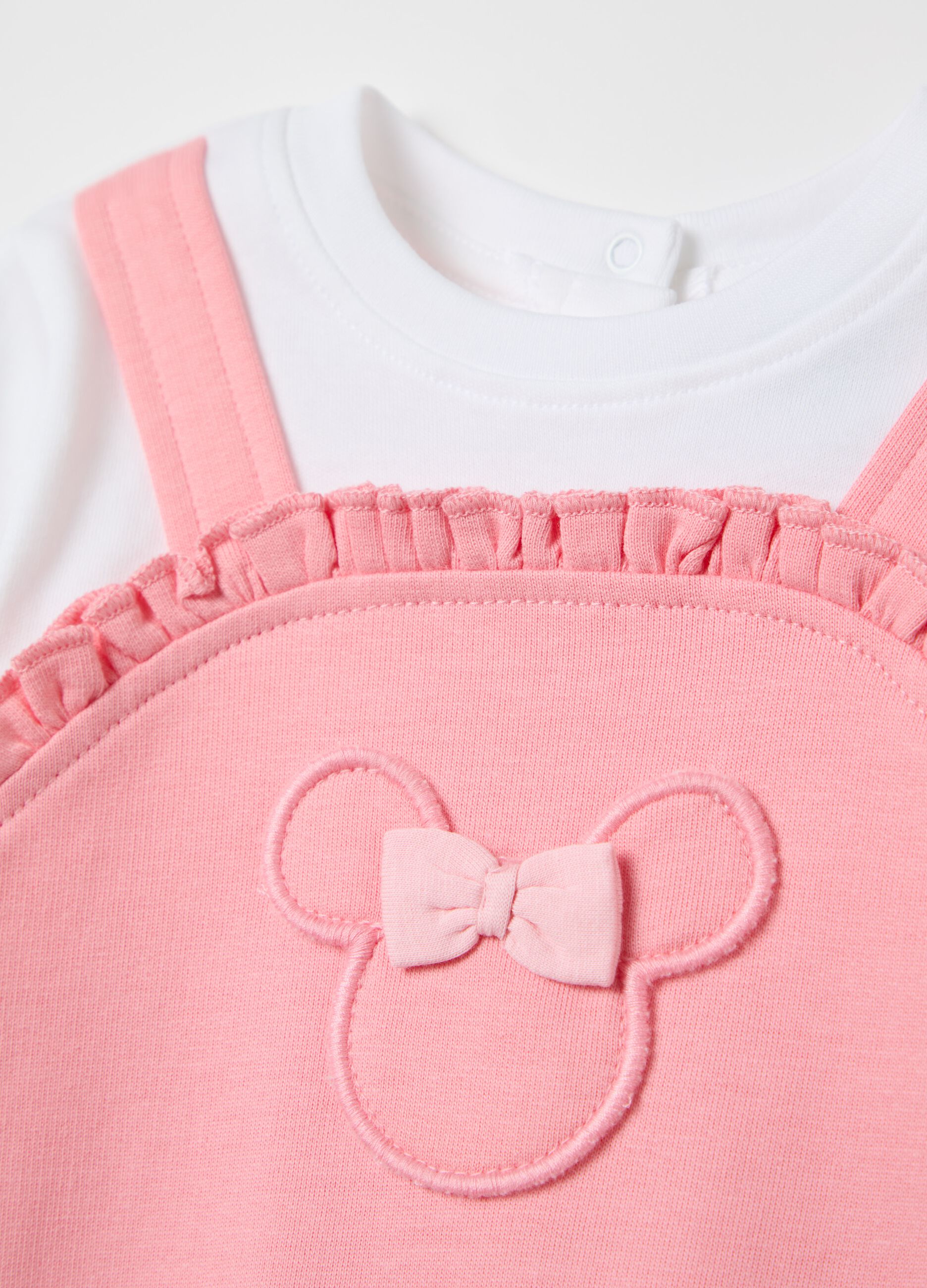 Tutina stile salopette con stampa Minnie e Figaro 