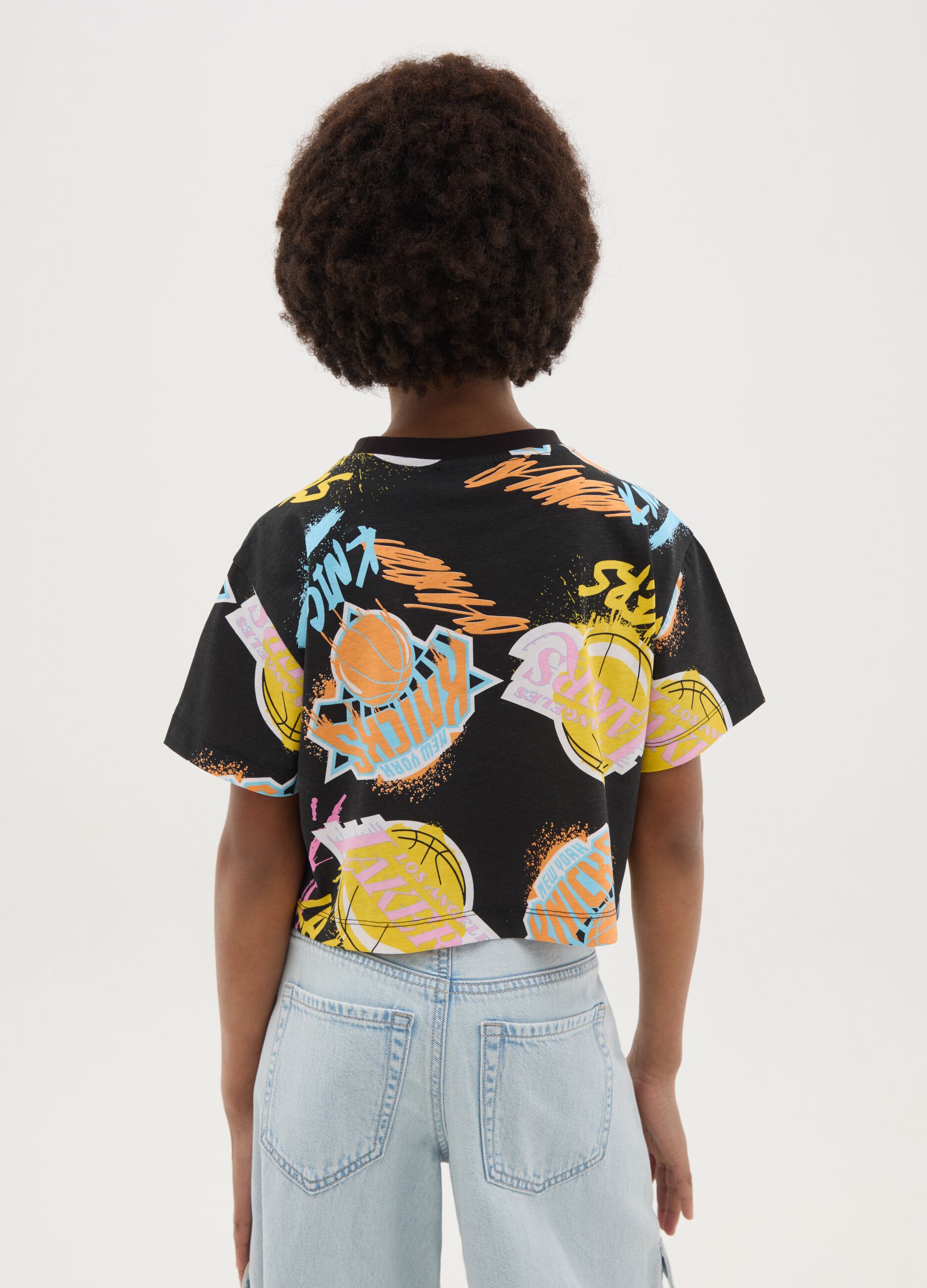 Multicolour girls' pure cotton regular fit T-shirt with lively print