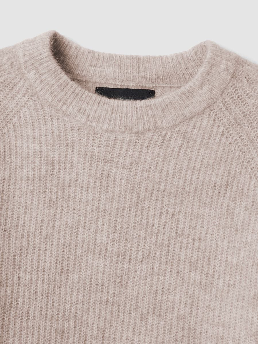 Beige stretch wool and alpaca crew-neck jumper_5