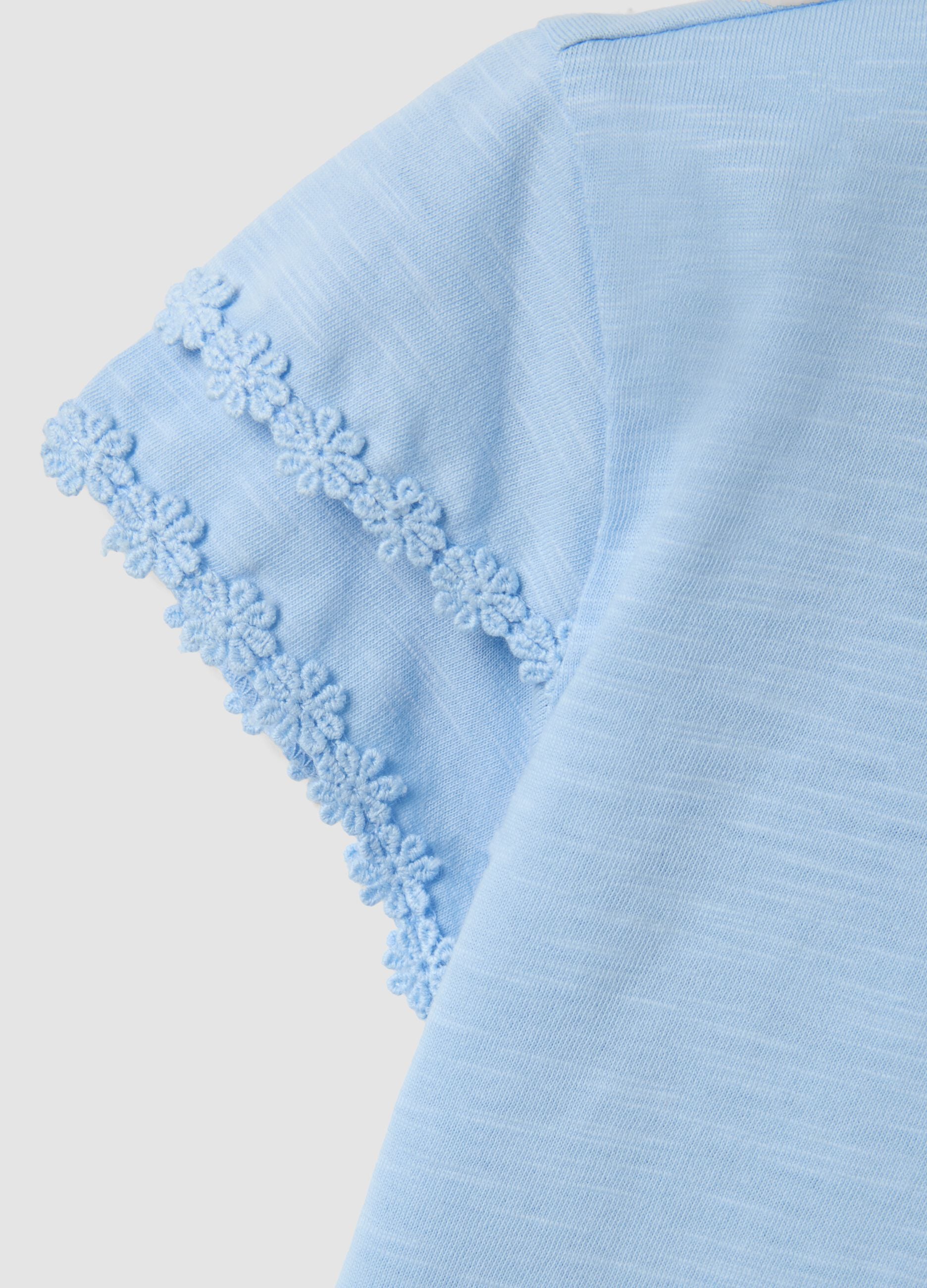 Blue pure cotton short-sleeve T-shirt