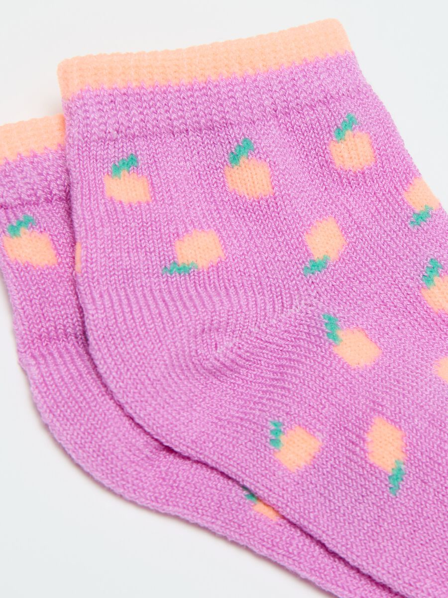 Three-pair pack short socks with fruit design_1