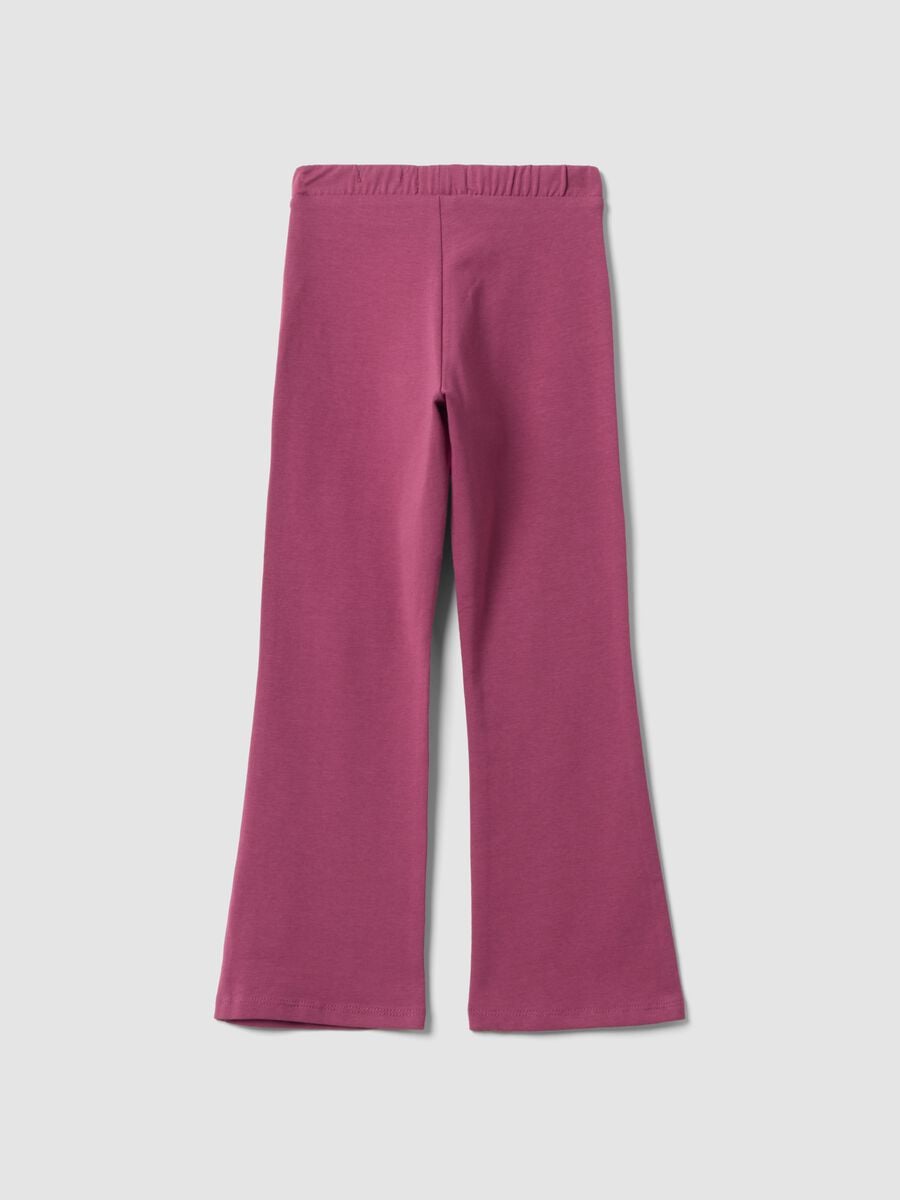 Leggings flare rosa in cotone elasticizzato_1