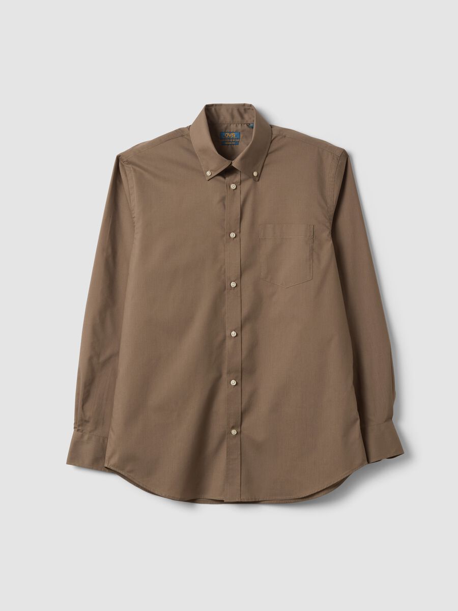 Camicia marrone regular fit con collo button-down easy iron_4