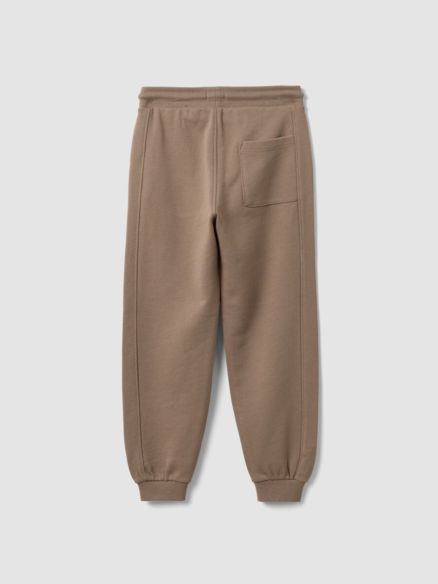 Beige organic cotton comfort-fit joggers for boys_1