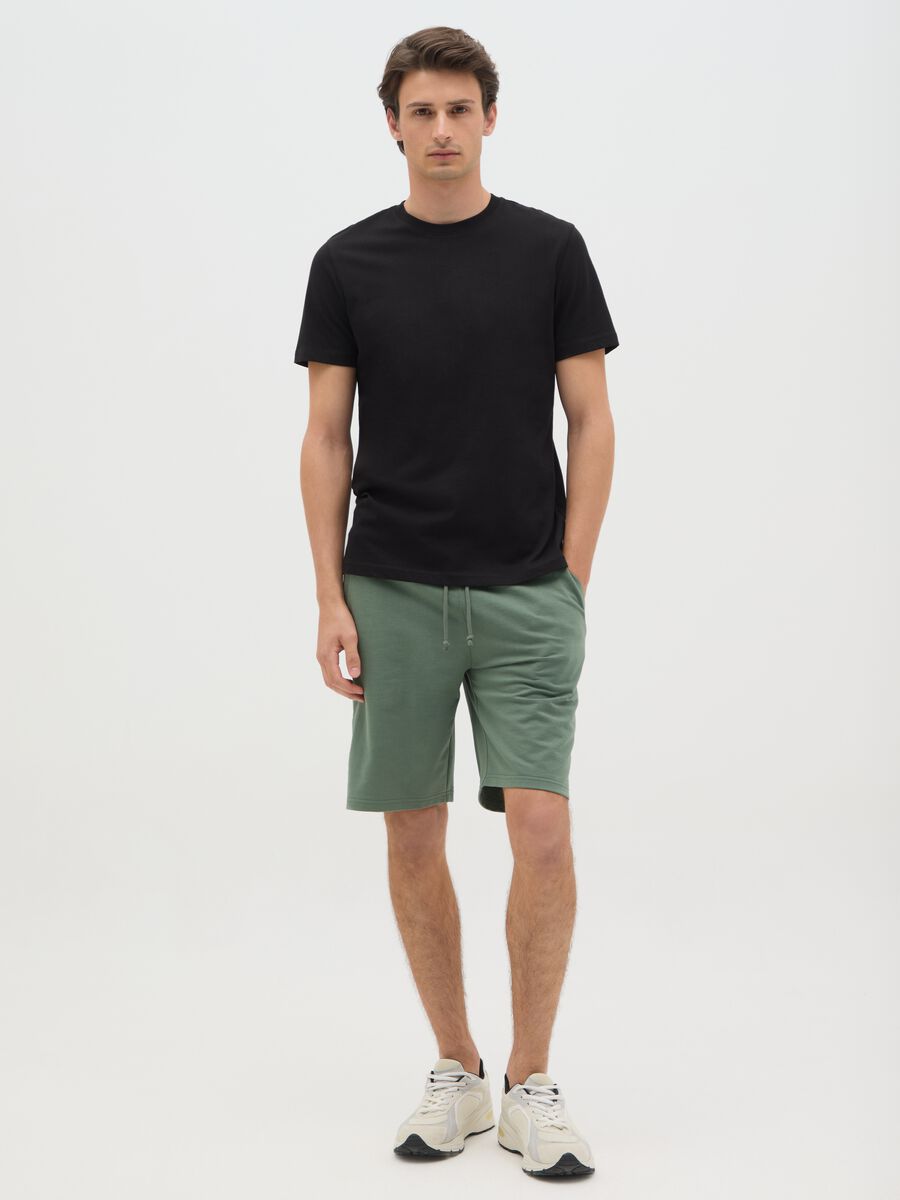 Men's Green Cotton Blend Regular Fit Shorts with Back Pocket_0