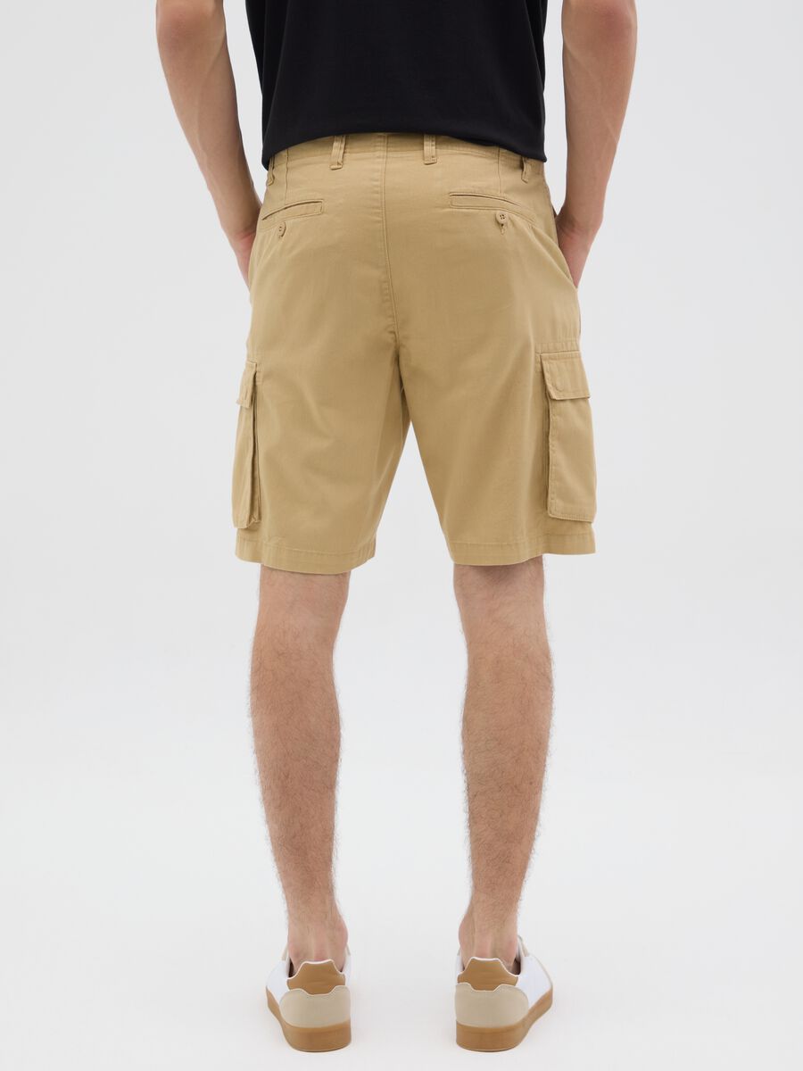 Men's beige pure cotton regular fit shorts_3