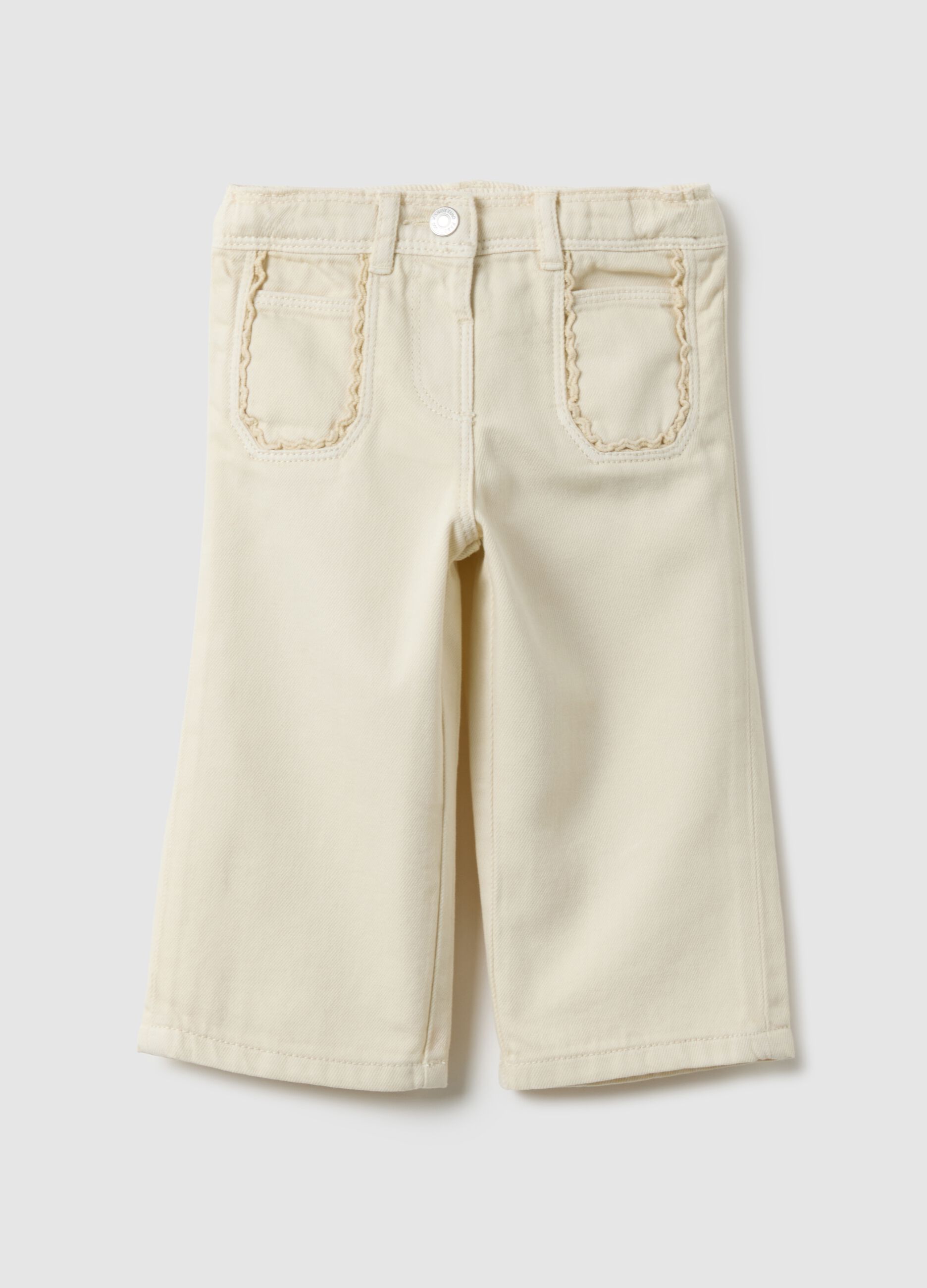 Beige pure cotton regular fit trousers for girls