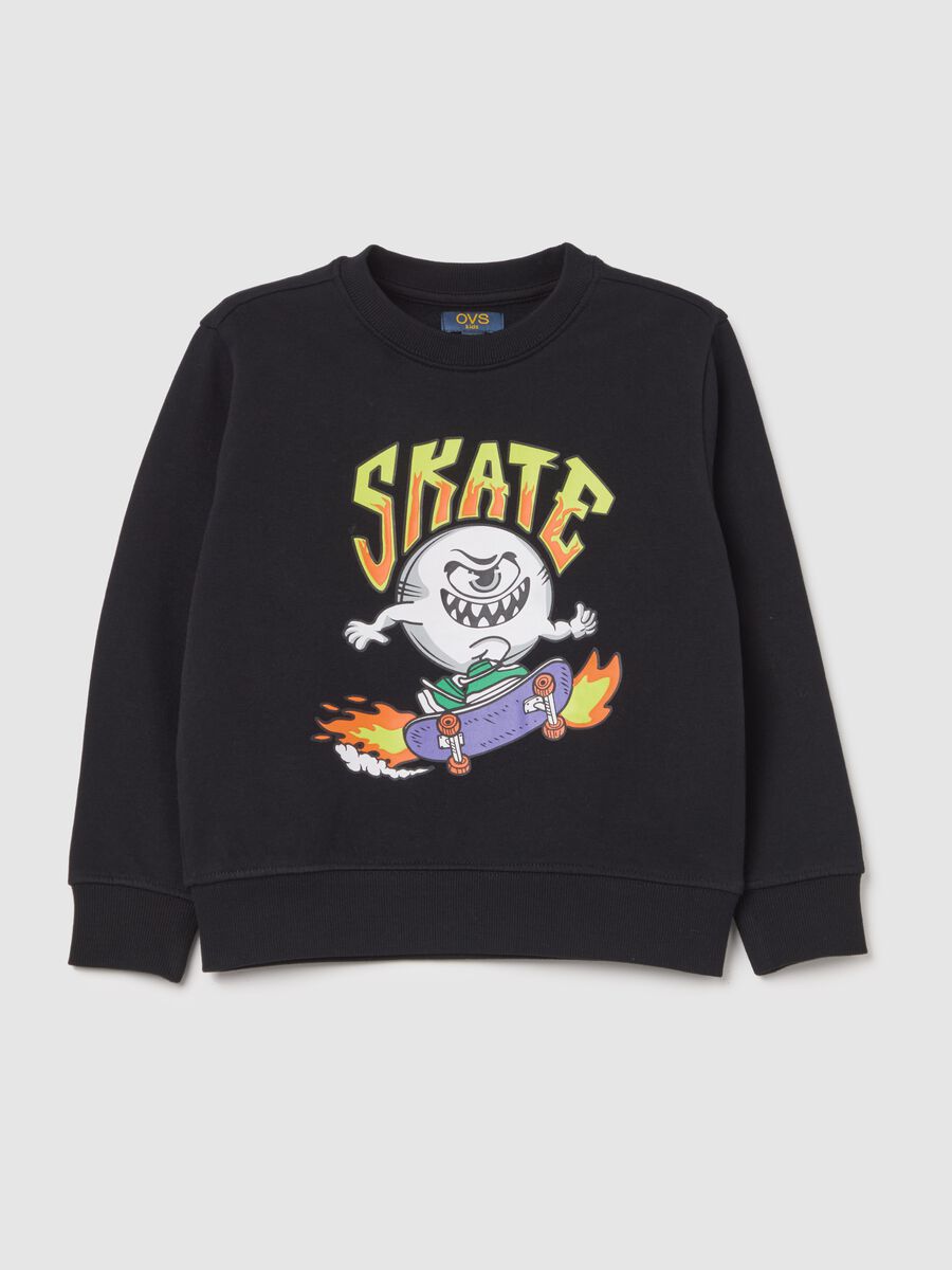 French Terry sweatshirt with skater monster print_0