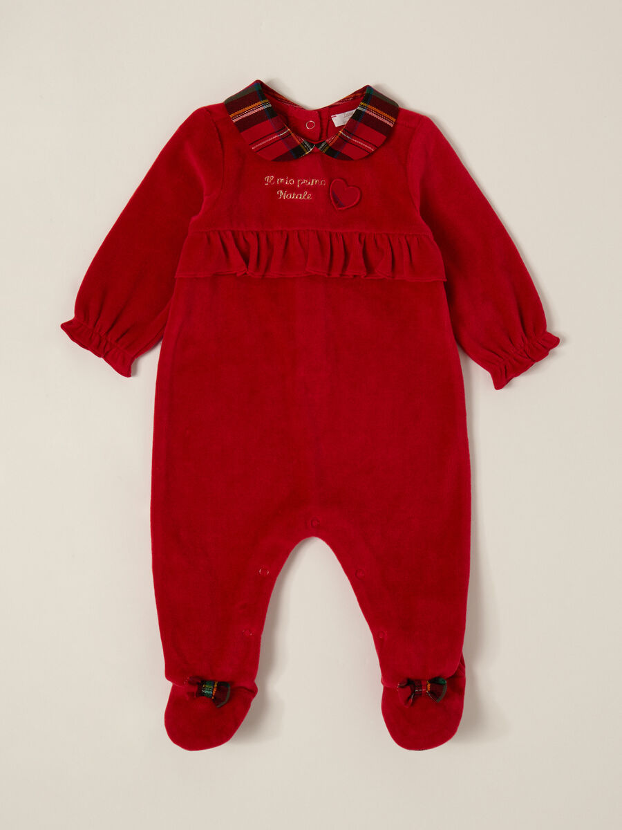 Red cotton blend baby suit_0