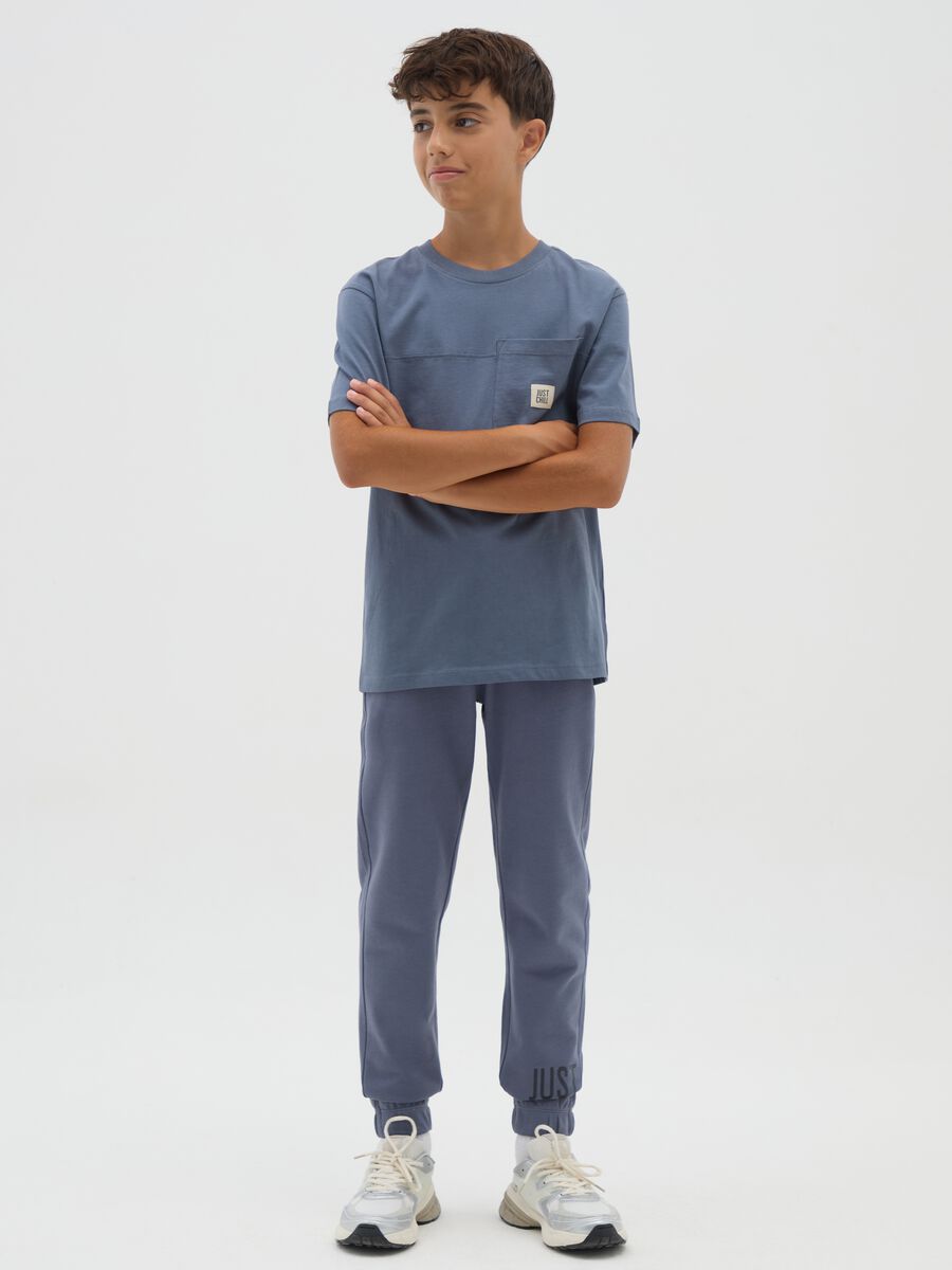Boys' blue jogger trousers in pure cotton with regular fit_1