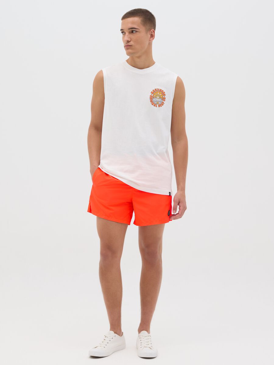 Men's Orange Maui Boxer Shorts in Fabric Blend_0