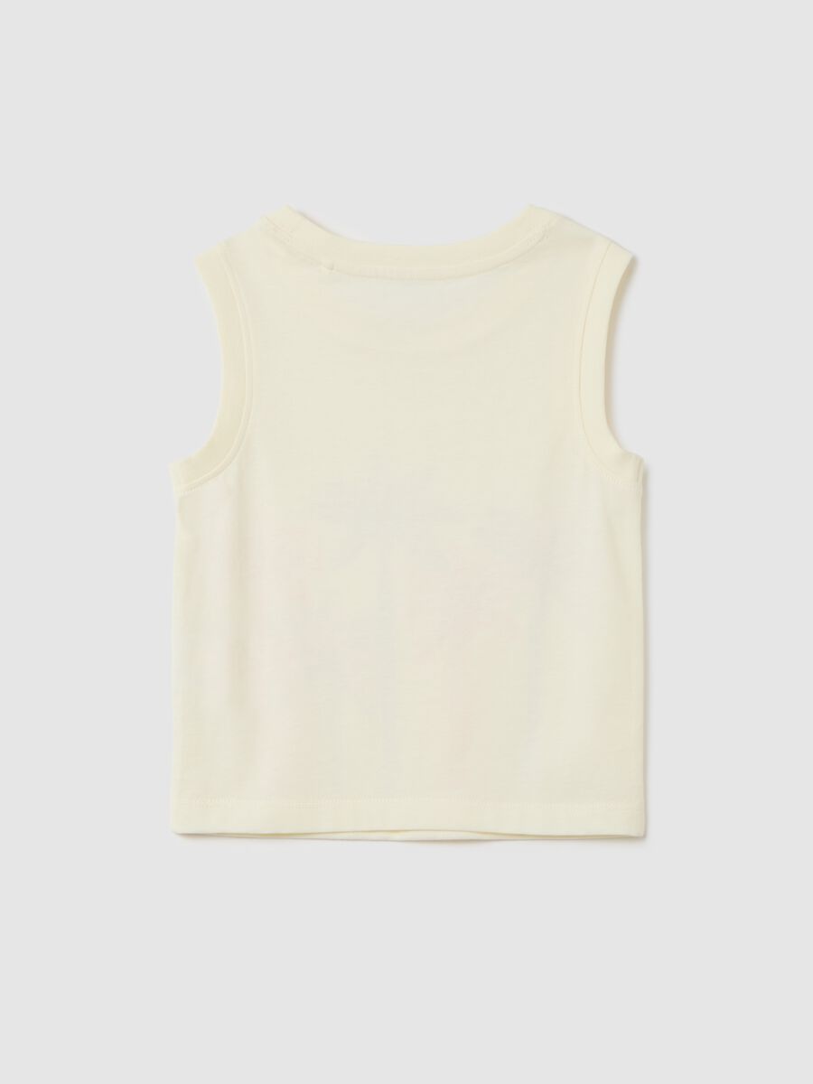 Canotta da bambina in puro cotone bianca regular fit_1