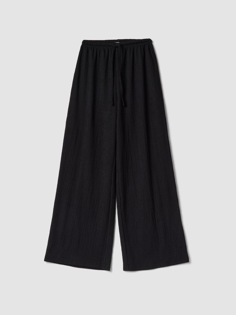 Black wide-leg jogger trousers_4