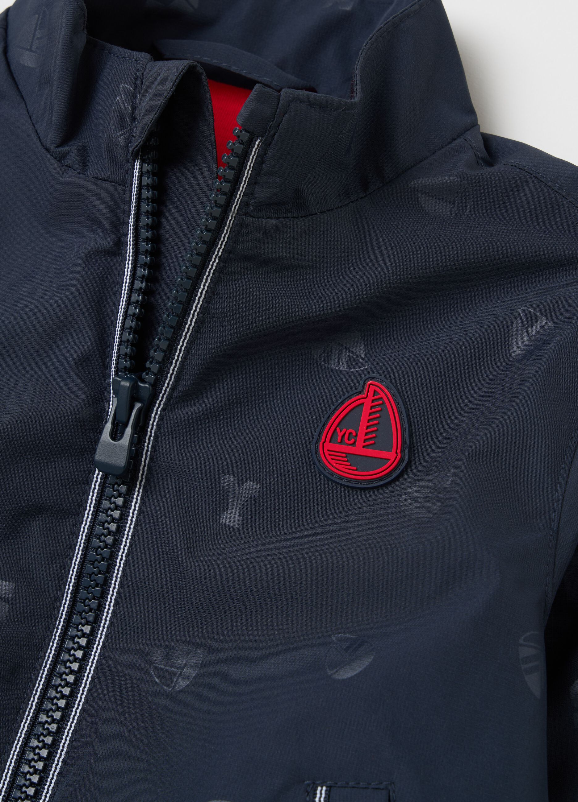 Full-zip jacket with nautical print