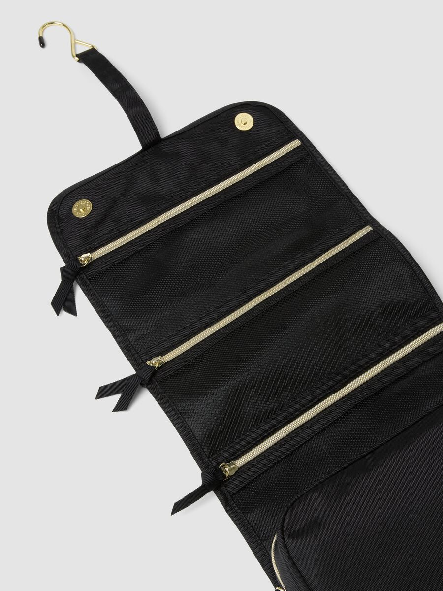 Black travel toiletry bag with hanging hook_2