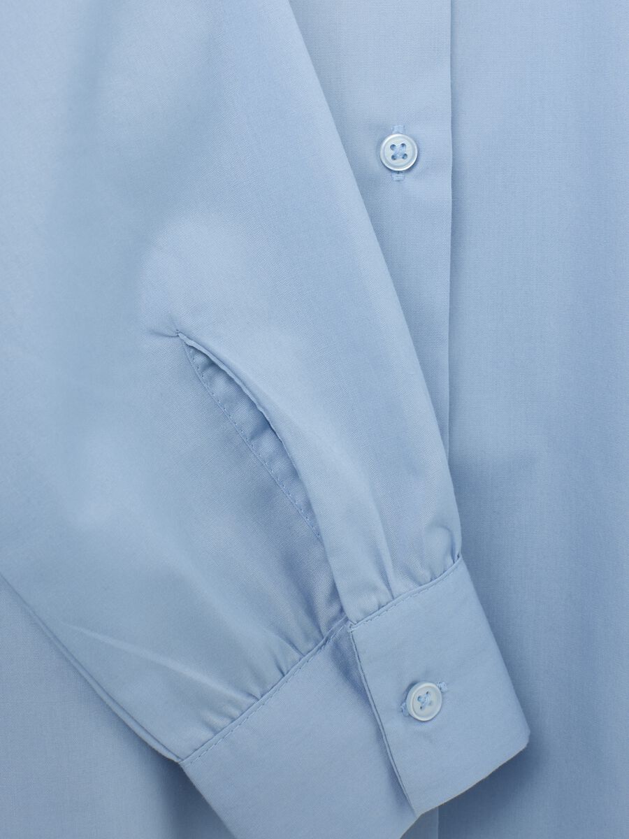 Blue slim fit cotton blend shirt_5