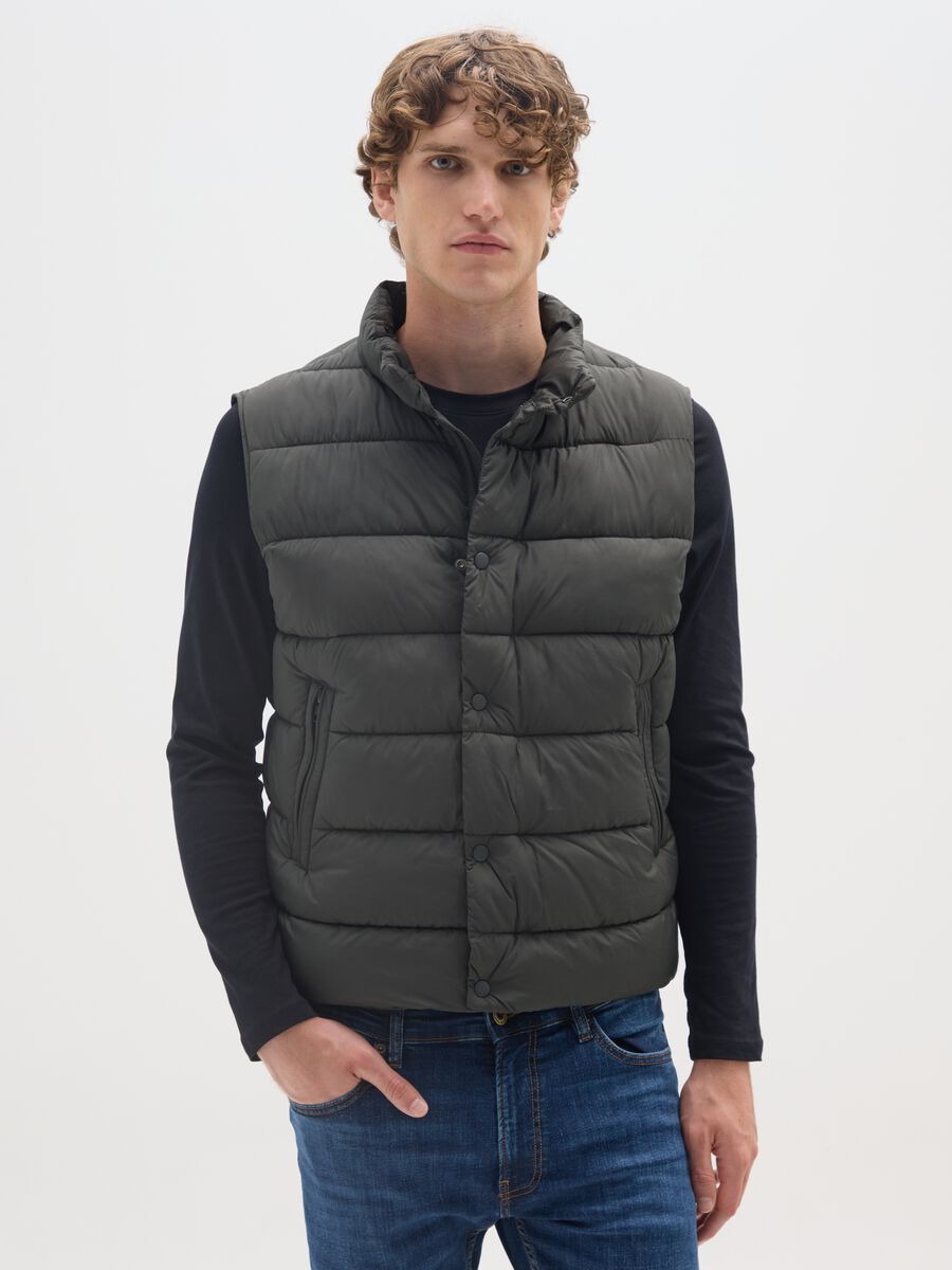 Green Quilted Gilet with Zip_0