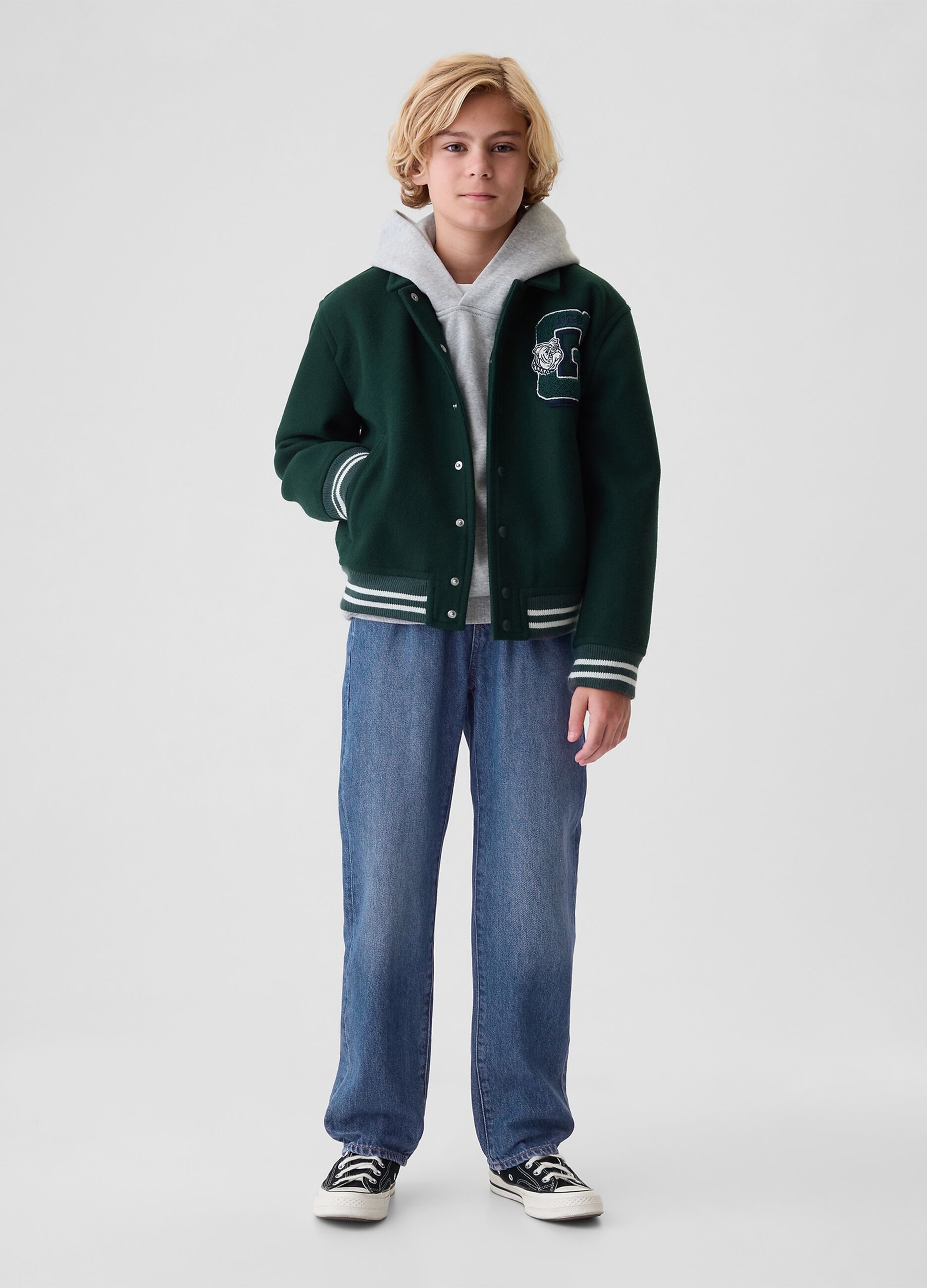 Denim joggers with drawstring and pockets