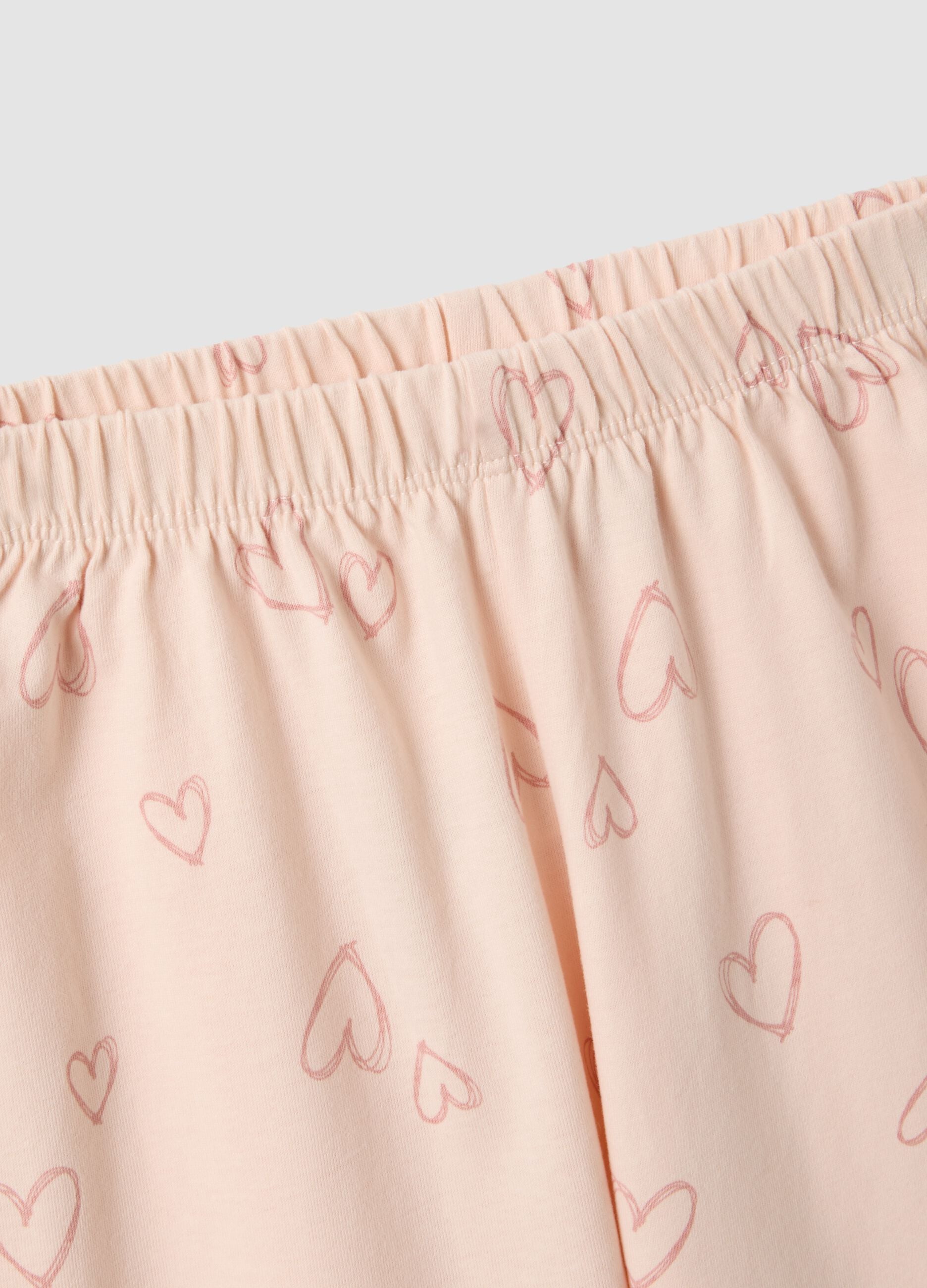 White and pink pure organic cotton pyjamas with teddy bear for girls