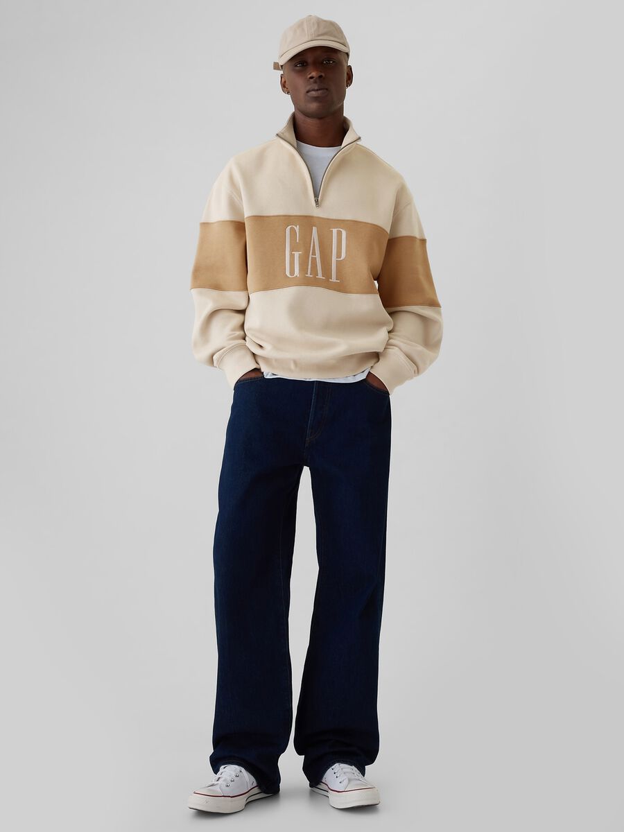 Felpa half-zip colorblock con ricamo logo_1