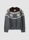 Grey jacquard cardigan with collar and zip, regular fit_0