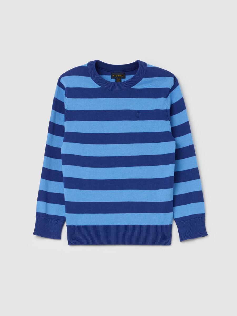 Striped cotton pullover with embroidered logo_3
