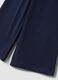 Pantaloni blu wide leg in tessuto fleece elasticizzato_3