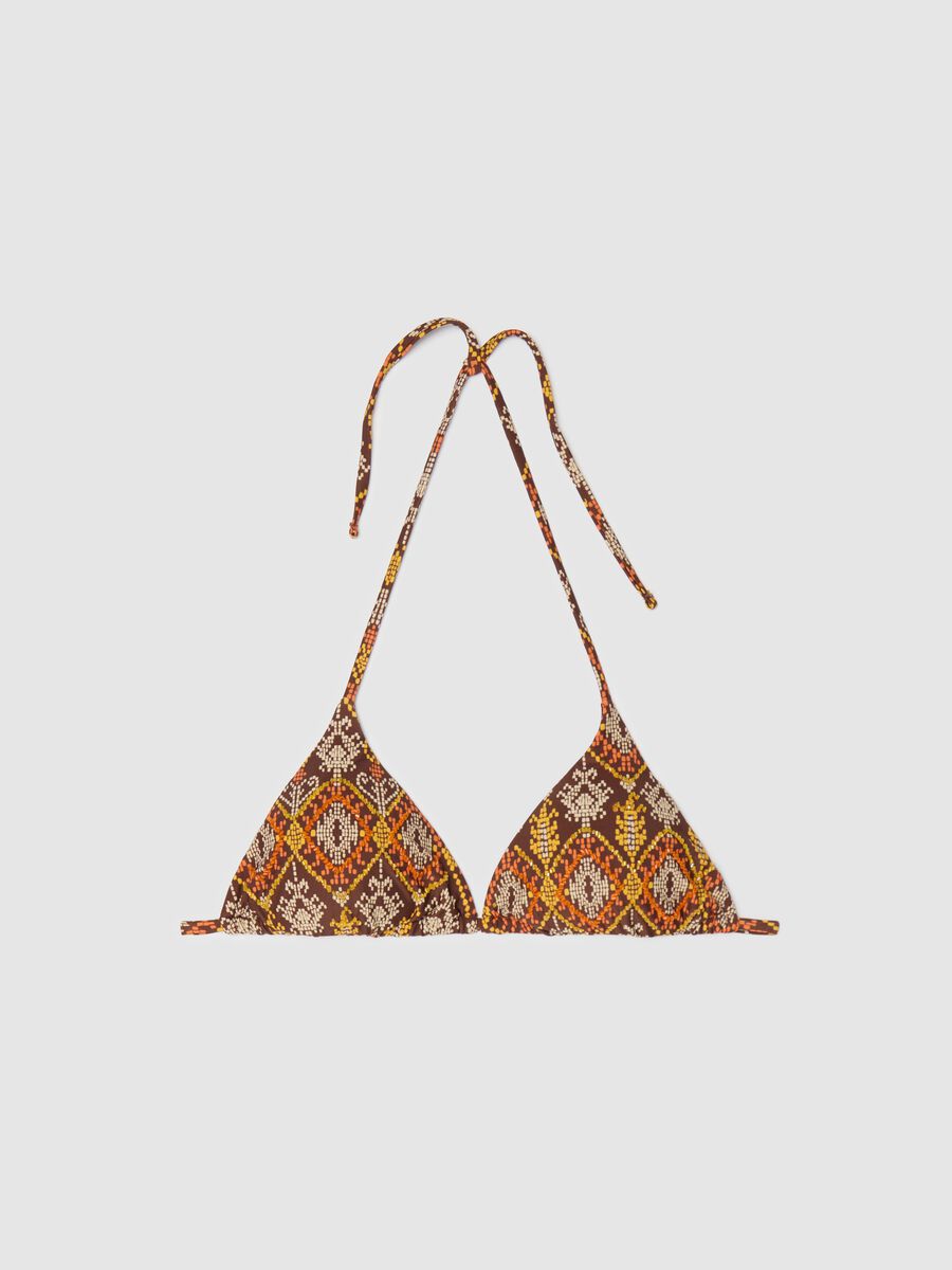 Women’s bikini top in stretch fabric with geometric pattern_4