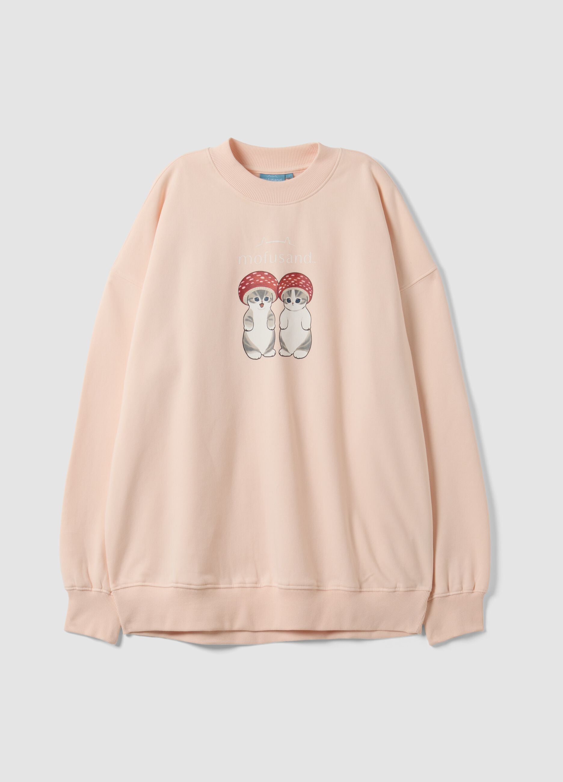 Pink cotton-blend sweatshirt with kitten print, regular fit