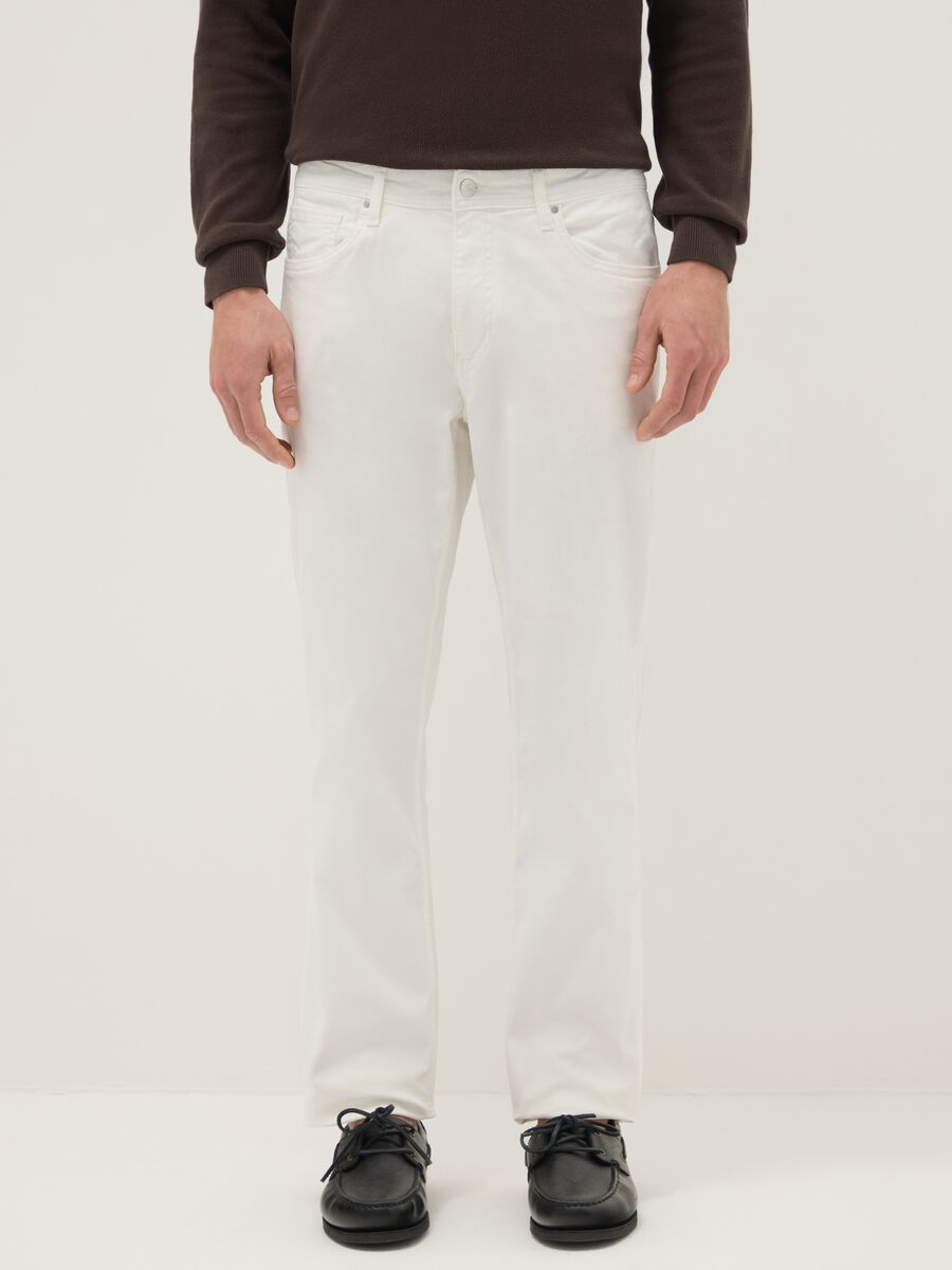 Pantaloni bianco in cotone elasticizzato slim fit_2