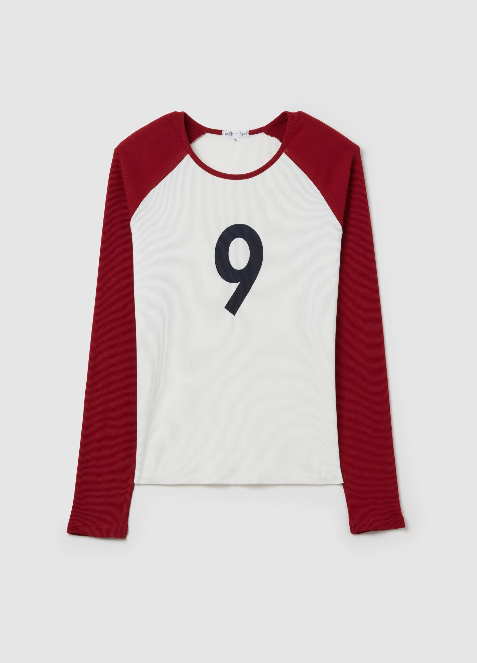 MILK+HERO T-shirt a costine con maniche lunghe raglan