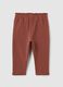 Baby girl's regular fit brown stretch cotton trousers_1