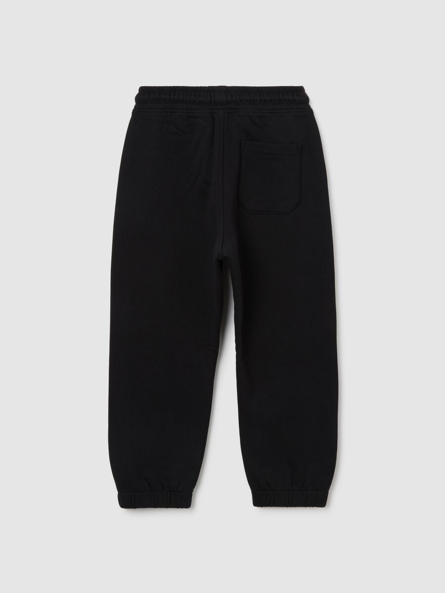 Children's black pure cotton regular fit trousers_1