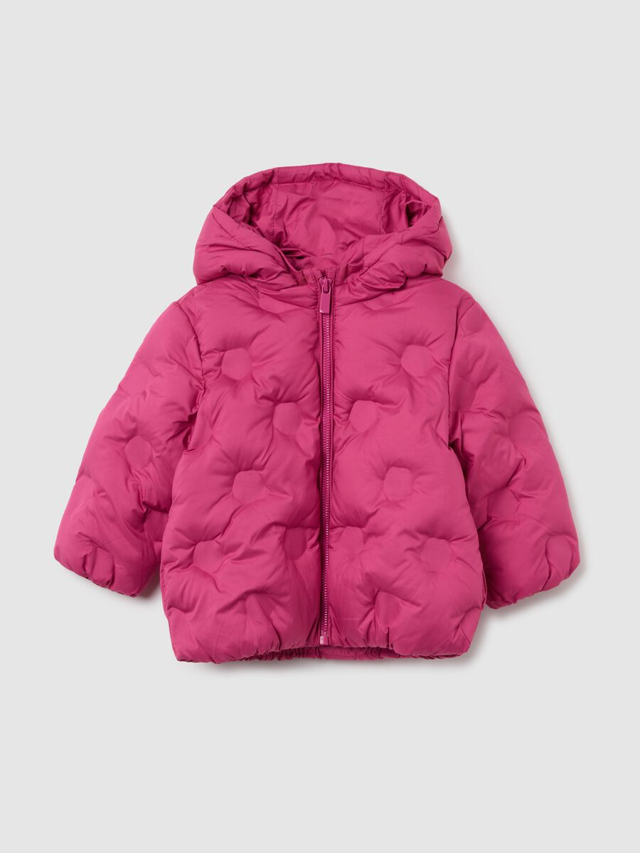 Pink padded girls' jacket regular fit with hood_0