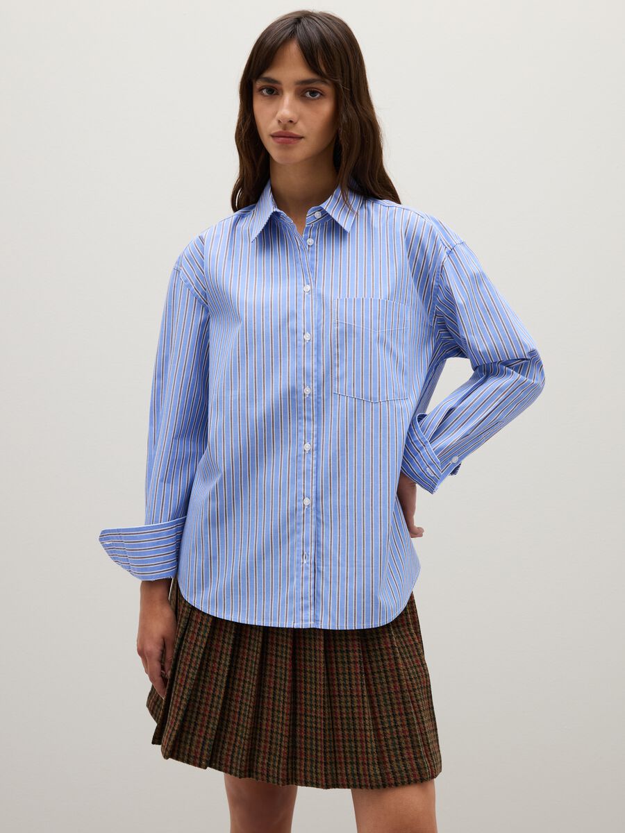 Camicia a righe multicolor in puro cotone regular fit_0
