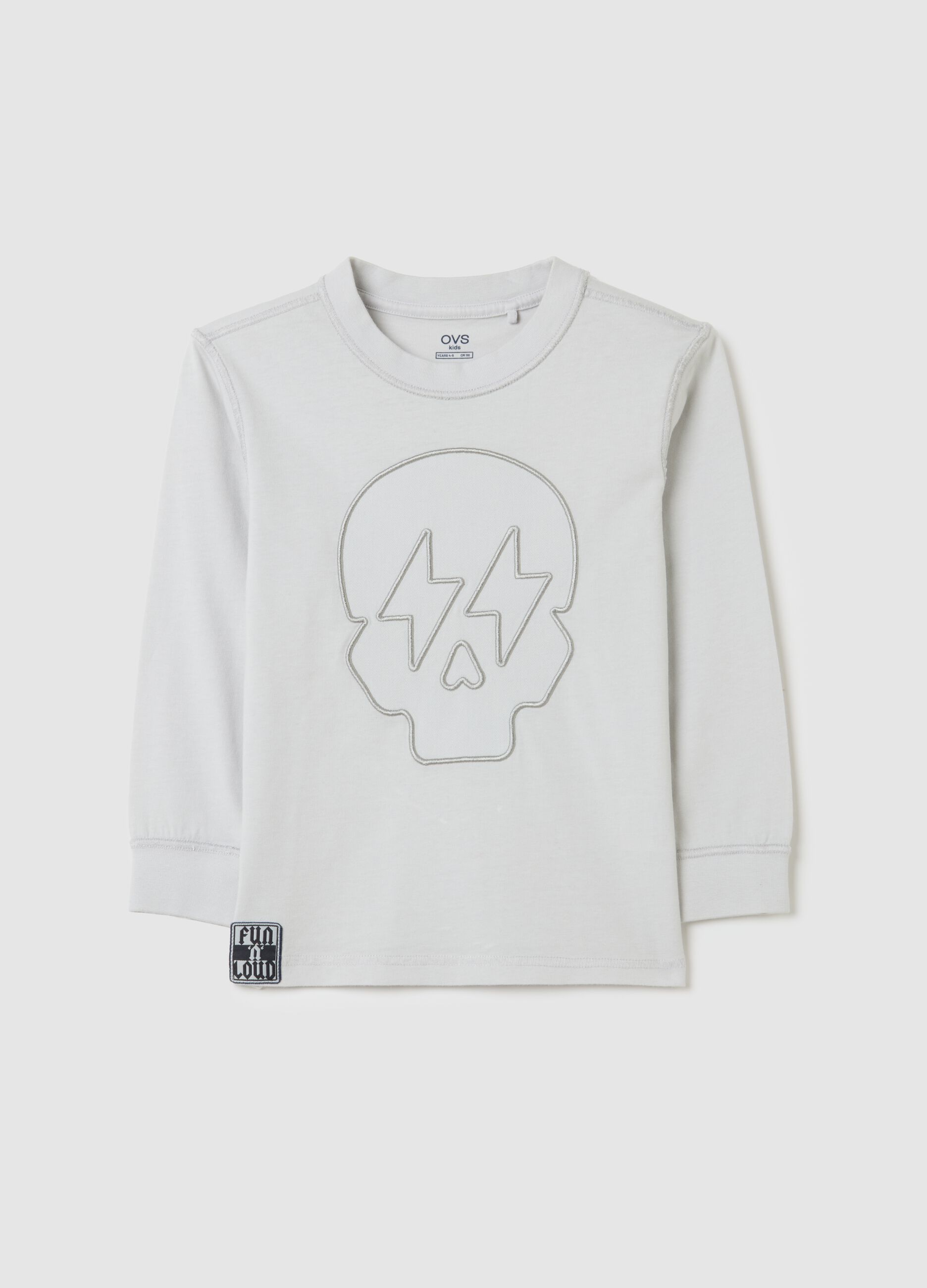 Children's white long-sleeve oversized fit pure cotton T-shirt