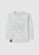 Children's white long-sleeve oversized fit pure cotton T-shirt_0