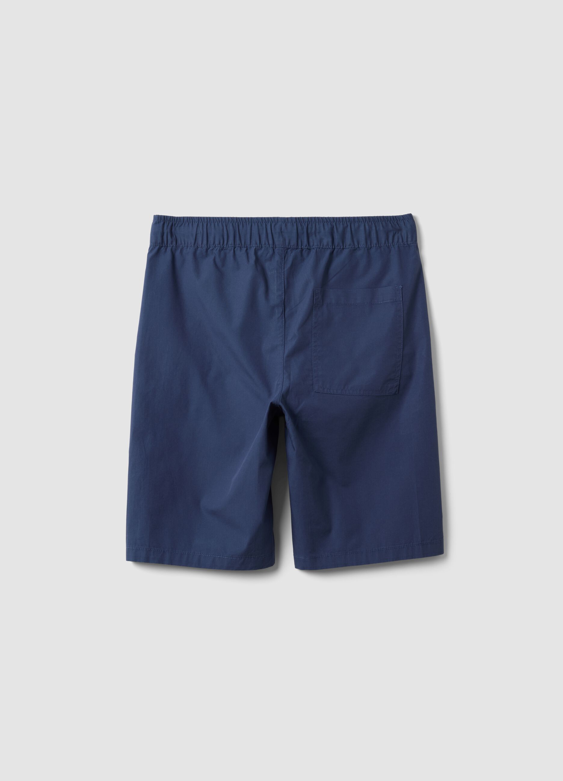 Shorts blu in puro cotone con vita elasticizzata regular fit