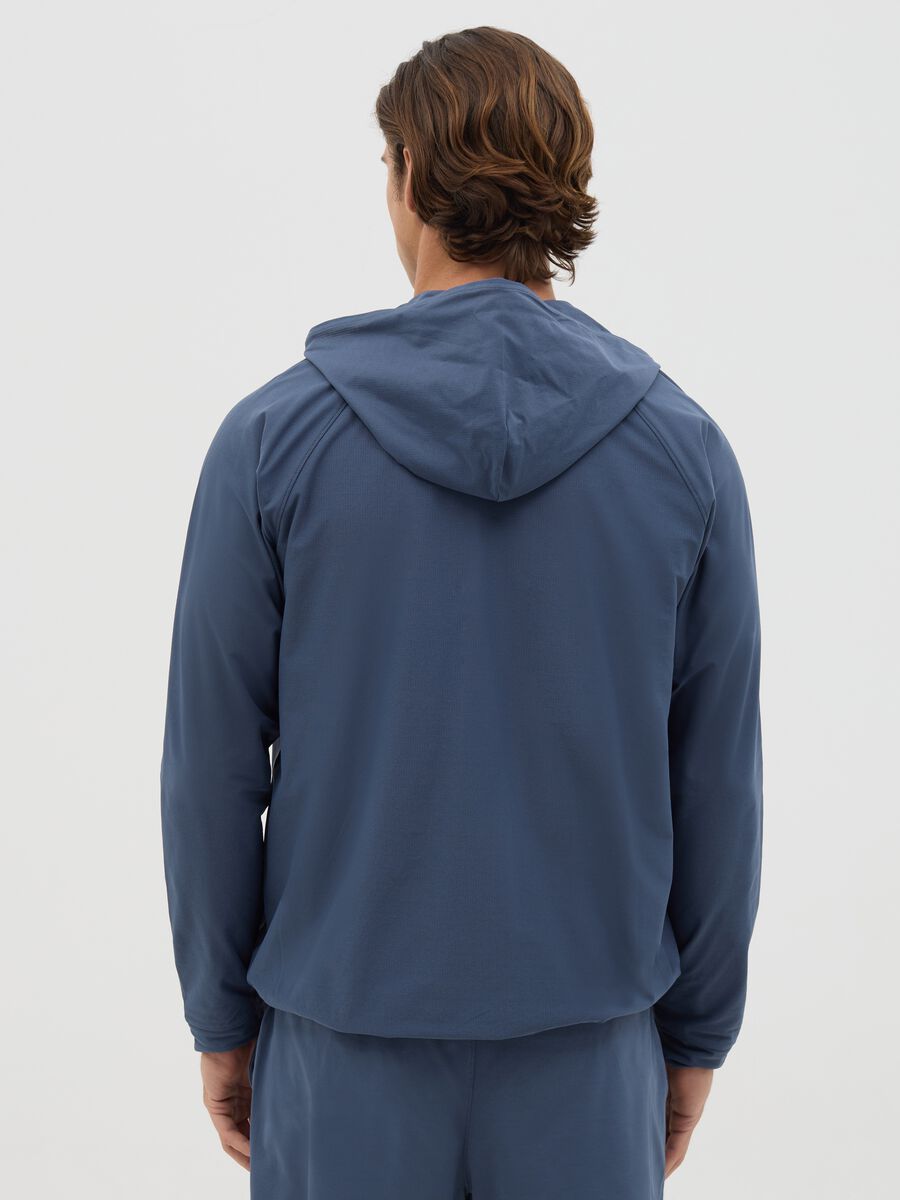 Full-zip sweatshirt in technical fabric with hood_2