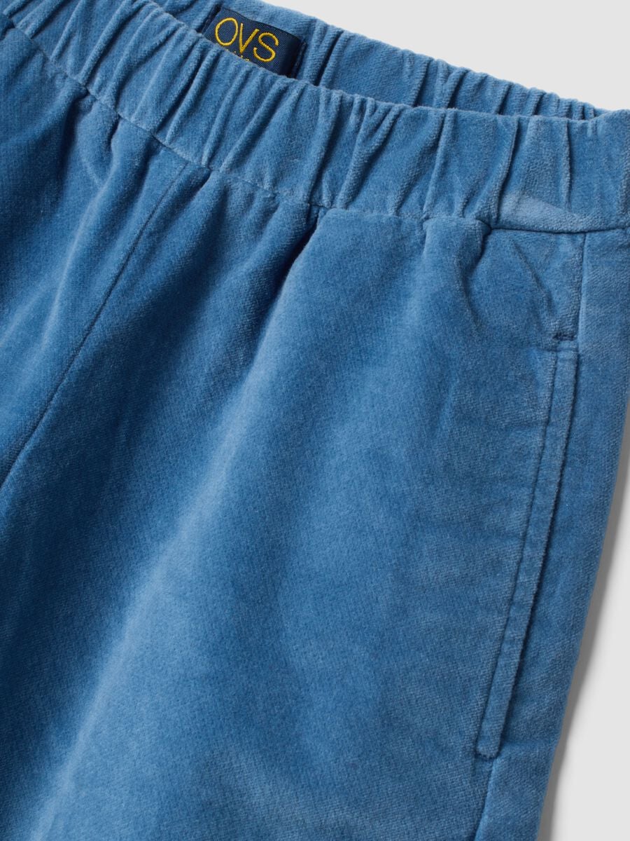 Light blue wide-leg stretch cotton trousers_2