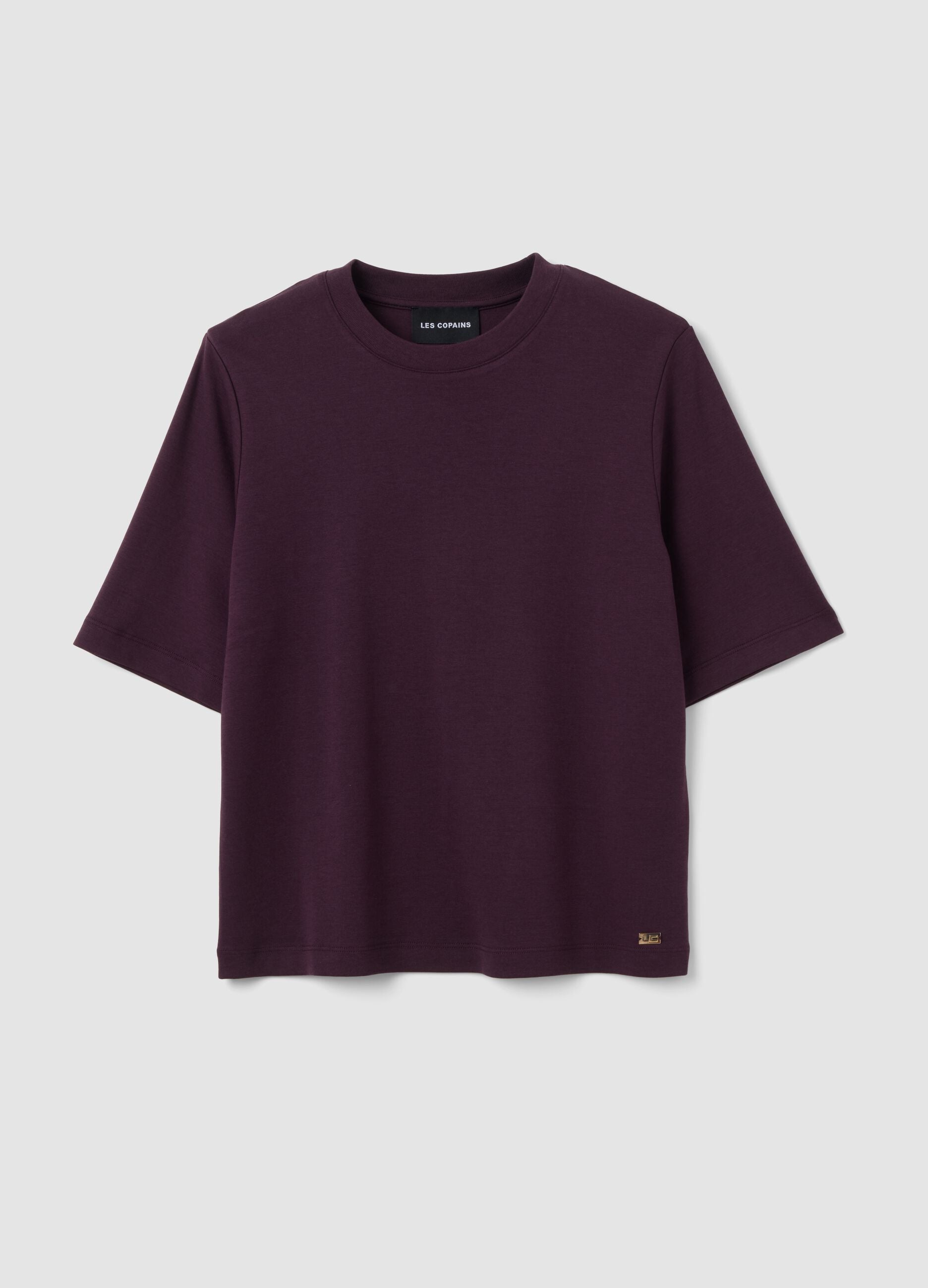 Purple boxy-fit T-shirt in a cotton-viscose blend