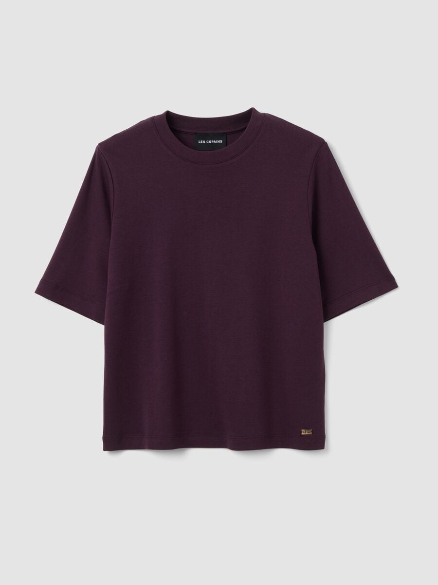 Purple boxy-fit T-shirt in a cotton-viscose blend_0