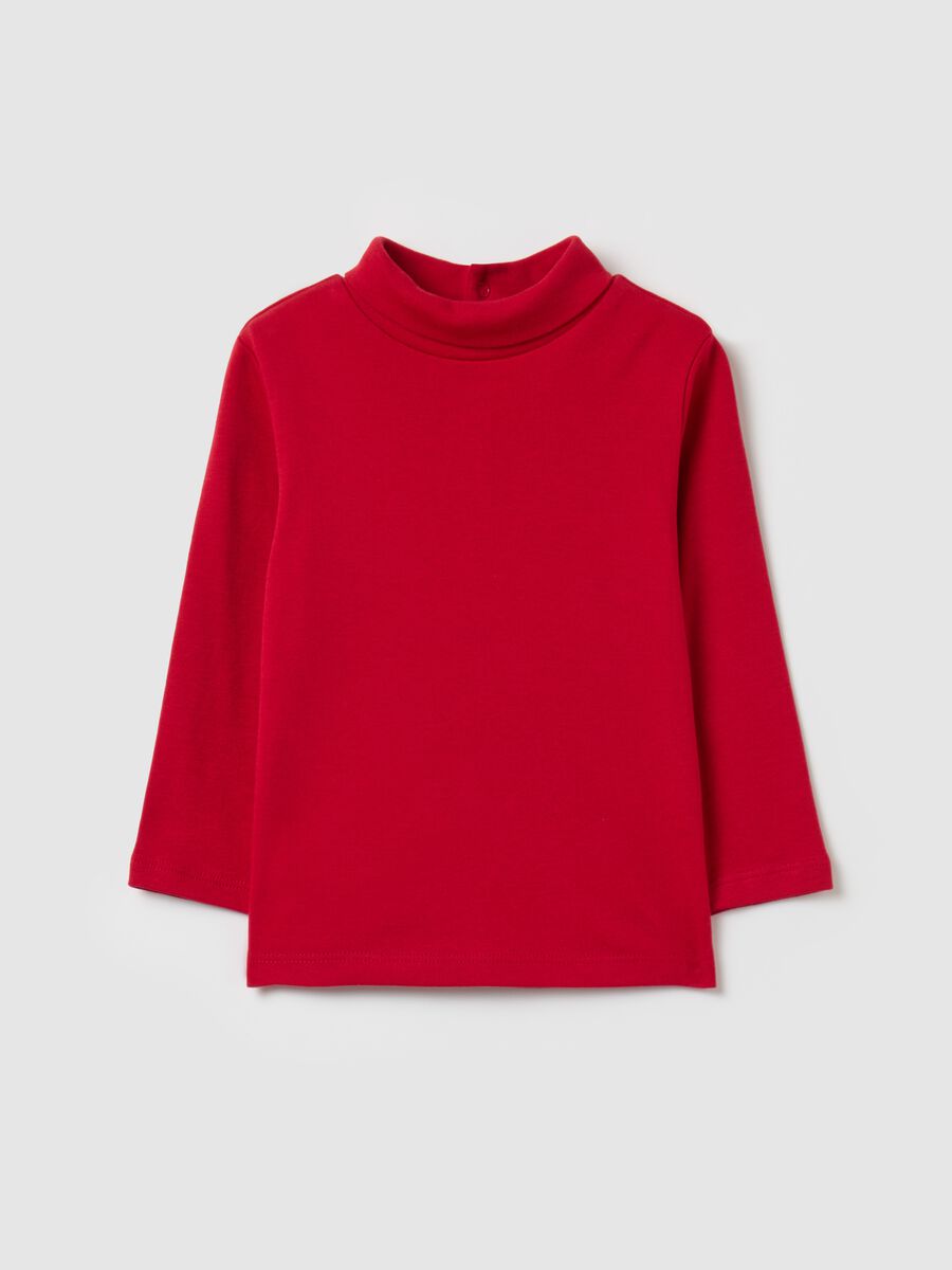 Cotton T-shirt with high neck_0