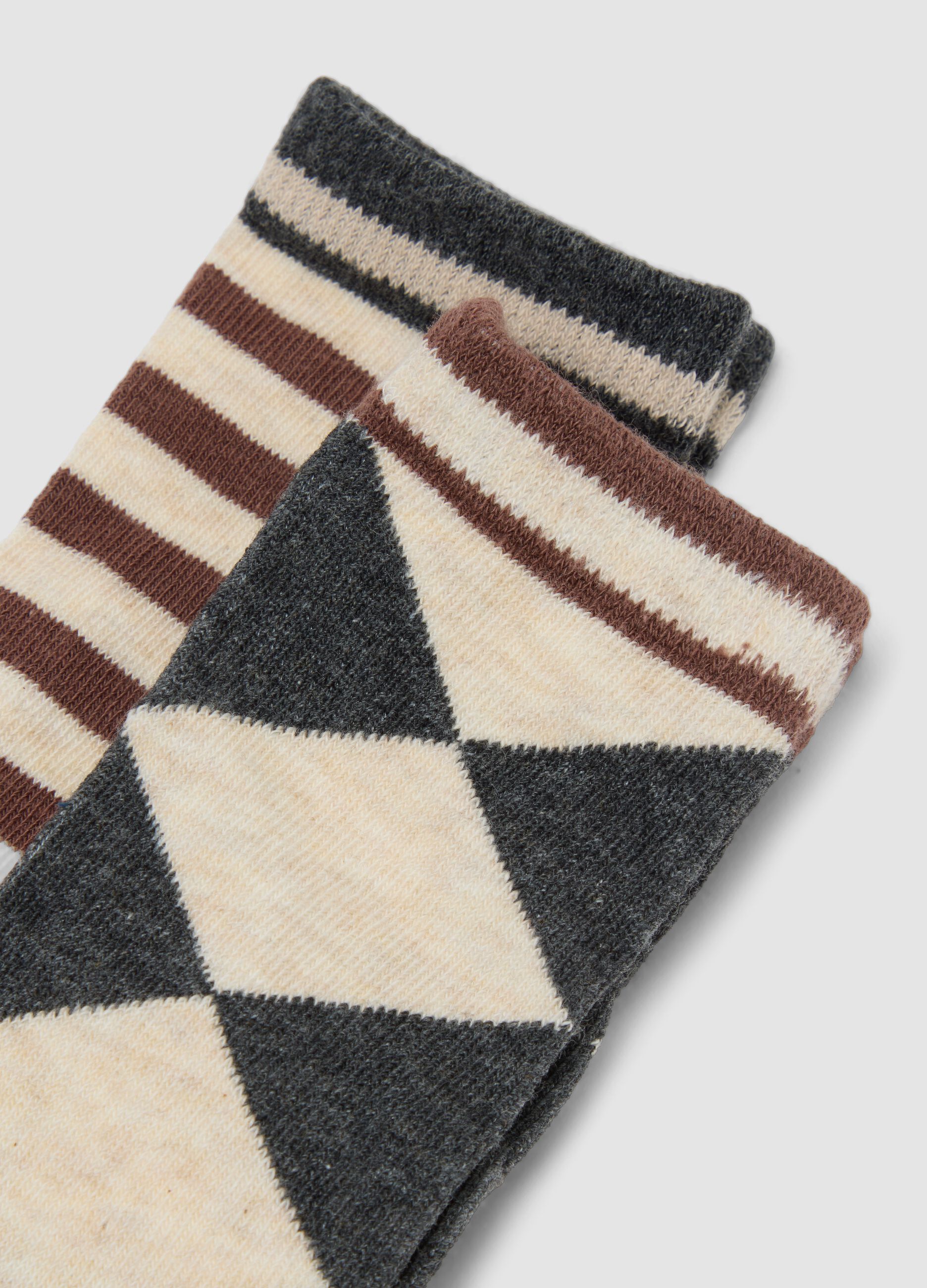 Tripack di calze lunghe beige in cotone organico elasticizzato